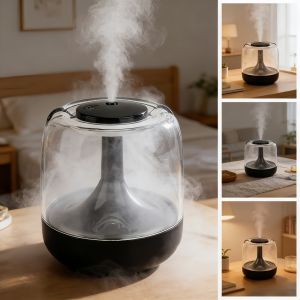 ESH63 7 Color Changing Modes Powered Humidifier Quiet Operation Continuous/Intermittent Mist Essential Oil Diffuser Aesthetic Sleek Design Portable Air Humidifier Bedroom