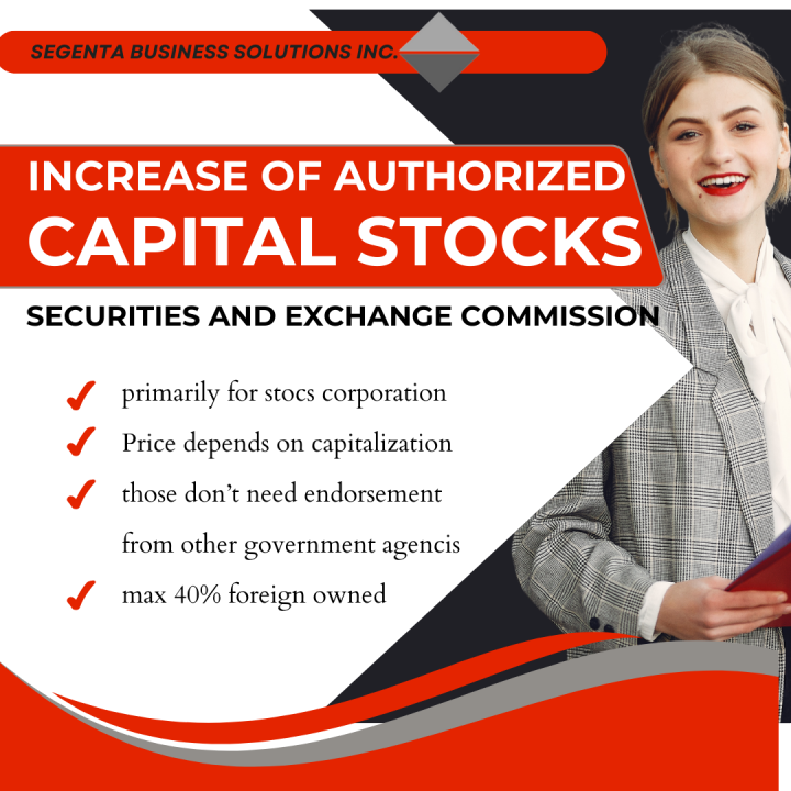 INCREASE OF AUTHORIZED CAPITAL STOCK SERVICE at Securities and Exchange