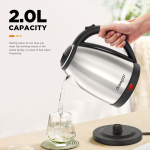 Dreepor Household Electric Kettle Stainless Steel Electric Kettle 2.0L Double Layer Anti-scalding Automatic Heat1500W Steam Sensor Switch Boil and Stop Anti-dry Protection