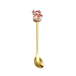 Korean Christmas Feature 3D Cartoon Spoon Stainless Steel Cake Dessert Coffee Tea Spoon Dinner Tableware