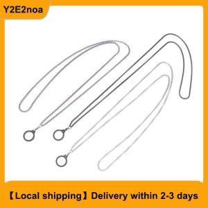 【Local shipping】 Anti-Lost Pen Lanyard Anti-drop Portable Metal Chain Necklace Lanyard Metal Lanyard Sling Snake Bone Chain With Rubble Ring