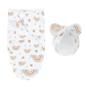 Túi ngủ sơ sinh mềm mại và thoáng khí với mũ nắp ca-pô phù hợp 1 bộ địu em bé Khăn mền nón thắt nơ bệnh viện