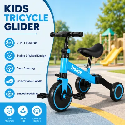 Beige Bike For Kids stroller bike for baby Baby 3-in-1 bicycle for kids Multifunctional Tricycle
