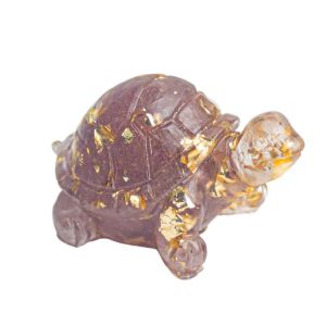 FOUNDTWO Animals Crystal Epoxy Turtle Statue Natural Crystal Epoxy Pocket Tortoise Figurine Stones Sculpture Tortoise Fish Tank Decor