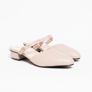Sepatu Wanita BIG SIZE 35-45 / Bustong Kulit Hak Rendah 3cm / Mules Kerja Pesta Nyaman