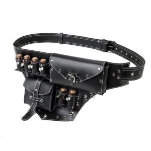 Medieval Renaissances PU Leather Belt Bag with Cork Potion Vials Alchemist Wizard Waist Pouch Pack for Festivals Cosplay