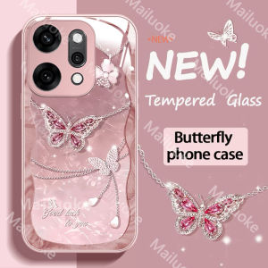 เคส OPPO Reno 14 5G เคส OPPO Reno 14 Pro 5G เคส OPPO Reno 14F 5G กันกระแทกผีเสื้อน่ารักพร้อมกล้องฝาครอบเลนส์ตัวป้องกันเคสโทรศัพท์กระจกเหลวสุดหรูสำหรับเด็กผู้หญิงผู้หญิง