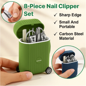 Household Stainless Steel Nail Clippers 8-Piece Set Mini Suitcase Nail Clippers Set Household Nail Clippers Manicure Tools迷你行李箱8件指甲刀套装