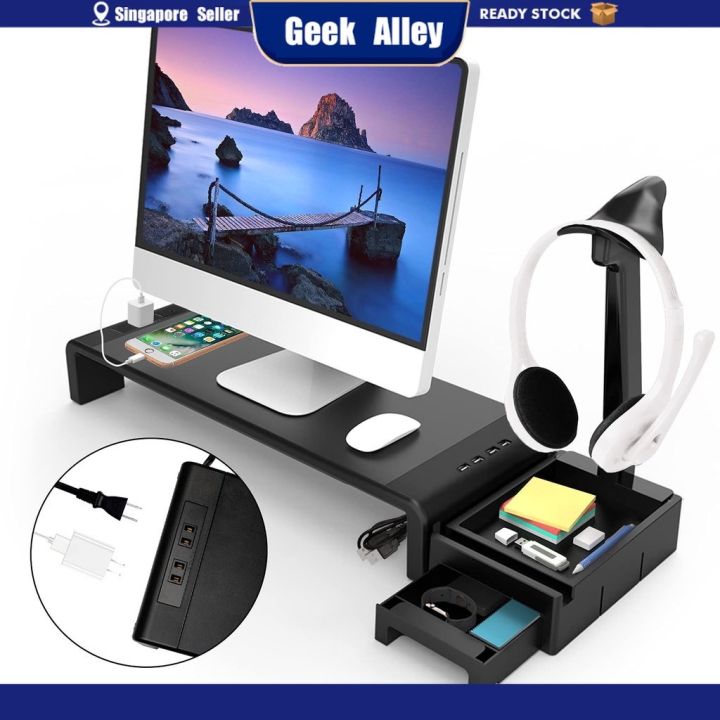 [Zhongguan digital]Geek Alley Monitor Stand with 4 USB Ports Adjustable ...