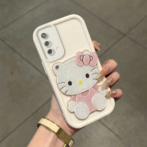 PBZZ Case for OPPO A74 a95 f19s F19 RENO 6 LITE 4G phone casing Softcase Silicone shockproof Cover new design aesthetic cute pink cat mirror with holder for girl JTMJZJ2