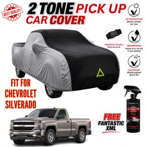 2-Tone Heavy Duty PICK UP CAR Cover for Chevrolet Silverado –Waterproof UV Protection Outdoor Cover with FANTASTIC XML