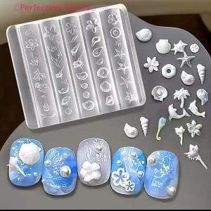 【Special price】🎀Perfection Store1🎀 แม่พิมพ์อะคริลิคหอยลายดอกไม้ทะเลดอกลิลลี่1ชิ้นแม่พิมพ์ตกแต่งเล็บซิลิโคนสำหรับทำเล็บแบบทำมือ