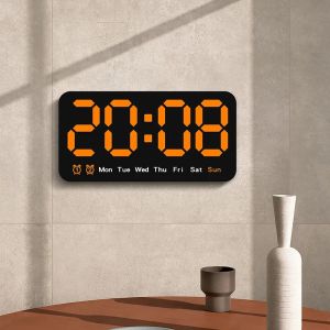 xpkQ Simple Digital Wall Clock Large Number Screen Alarm Week Display Adjustable Brightness Living Room Wall Clocks Household Decor 6B2Z9