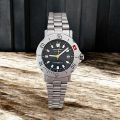 นาฬิกาข้อมือ SWISS Army S.A.W. Co Superlite Quartz รุ่น DC8054/1 หน้าปัดสีดำ ตัวเรือน สาย Stainless steel มีวันที่ SWISS MADE 1985. 