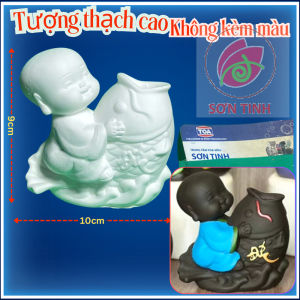 Tượng thạch cao ống cắm bút chậu trồng hoa Chú tiểu Phúc Lộc Thọ An Tâm Đức Tài D12 (Không kèm màu) tô tượng
