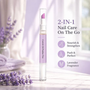 Cuticle Oil Pen With Pusher Lavender Scent Portable Nail Care Tool Cuticle Remover Manicure