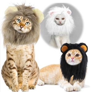 JPTD Soft Lion Mane Wig Cap Hat Fluffy Breathable Dog Cat Wig Hat Adjustable Creative Pet Costume Cosplay