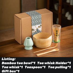 5/7PCS Traditional Matcha Gift Set Bamboo Matcha Whisk Spoon Ceramic Matcha Japanese Tea Sets Bowl