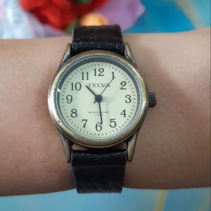 Đồng hồ nữ TELVA  dây da phong cách cổ điển second hand si nhật đã qua sử dụng