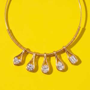Hollow water drop zircon pendant multi-cut high flash imitation diamond simple light luxury versatile pendant DIY bracelet accessories h2609