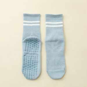 Long Yoga Socks with Grips for Women Home House Floor Barre Non-slip Socks Dance Pilates Fitness Cotton Stocking      Cotton Mid-tube Bottom Professional Non-slip Silicone Indoor Fitness Socks