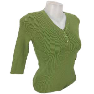 RM KOREAN STYLE BUTTONS V-NECK 3/4 SLEEVE KNITTED BLOUSE#01887