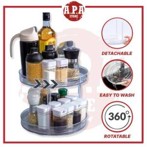 APA Multifunction Rotating Rack Turntable Spinning Food Tray Storage Tray Kitchen Organizer Transparent Spices Condiment Storage