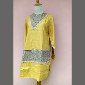 Baju Wanita Blouse Salma Katun Yellow Green 2 Handini Fashion
