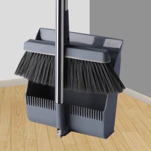 (HOME+) Rotatable Broom and Wind Proof Dust Pan with Broom Comb Broom Set