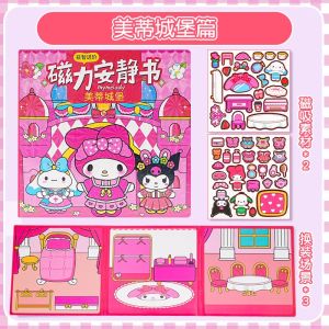 หนังสือเงียบแม่เหล็ก Sanrio Kuromi หนังสือของเล่นทำด้วยมือ DIY หนังสือ Doudou เรื่องการศึกษา Cinnamoroll เมโลดี้ชุดงานฝีมือสร้างสรรค์สำหรับเด็กของขวัญเลิกใช้เป็นหนังสือ