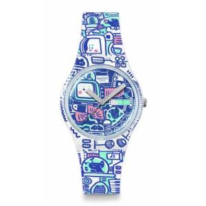 Swatch B-Bot (SO28Z702) White 34mm Silicone Strap Watch