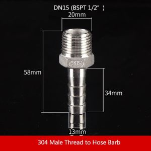 GUNG 1Pcs Connector Adapter Pipe Joint Male Thread 304 Stainless Steel Pipe Fitting  6mm To 12mm Hose Connector for PU PE Tube