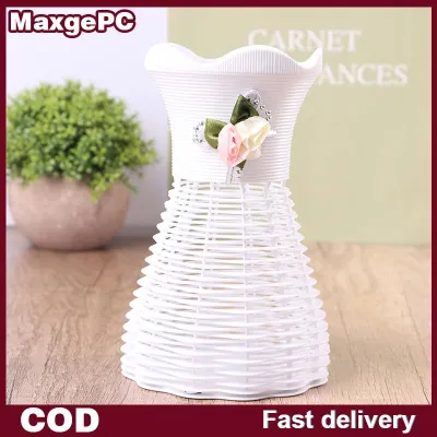MaxgePC แจกันดอกไม้ที่ทันสมัยสีขาวสีชมพูแจกันพลาสติกสีฟ้าดอกไม้ตะกร้า Nordic Home Living Room ตกแต่งประดับดอกไม้