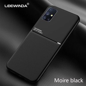 LEEWINDA Đối Với Samsung Galaxy M51 Điện Thoại Trường Hợp Ốp Lưng Mềm Chống Sốc Siêu Mỏng Vải Chéo Từ Tính Sang Trọng Cho Xe Hơi
