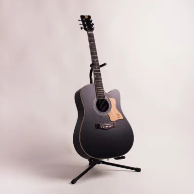 Gitar Akustik Mandalika L-02 Warna Hitam Jumbo Doff Bonus Tas Senar Pick