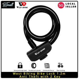 West Biking Bicycle Lock 1.2m Anti Theft Security With 2 Keys Cable Lock MTB Bike Motorcycle Cycling [Local Seller]