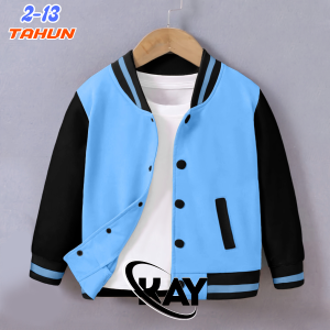 Jaket Varsity baseball polos Anak Laki Laki perempuan Usia 2 3 4 5 6 7 8 9 10 11 12 Tahun