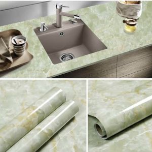 NO1 high temperature resistant kitchen waterproof oil proof sticker cabinet wallpaper Aluminum size 5m x45cm.#19