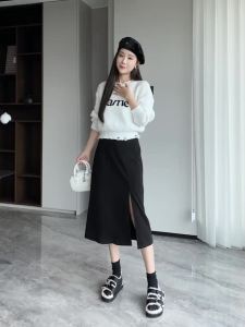 Ammin เสื้อซิปด้านเอวสูงมีซิปด้านข้างของผู้หญิงเสื้อกระโปรงสั้นความยาวปานกลางเสื้อกระโปรงสั้นผู้เดินทาง A-Line ที่สง่างามป้องกันการเปิดรับแสงฤดูใบไม้ผลิและฤดูใบไม้ร่วง