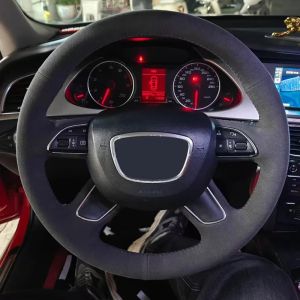 Kaly Zrainsun Customized Car Steering Wheel Cover For Audi Audi A6L 2015 Edition Black Suede Material Hand Stiching Interior Braid R3K9L