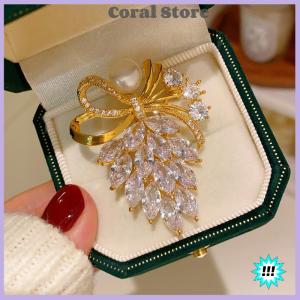 【Coral】💖【HOT SALE】🎈🎈 Fashion Rhinestone Bow Brooches Women Clothing Coat Jewelry Accessries Gifts