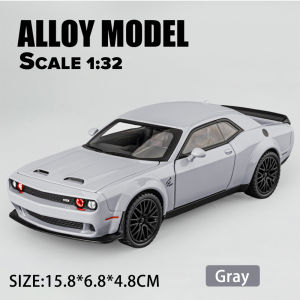 LEO 1:32 Dodge Challenger Hellcat SRT Muscular Hellcat รถบรรทุกโมเดลรถยนต์ของเล่นอัลลอยหล่อโลหะสำหรับเด็กของเล่นยานพาหนะสะสมงานอดิเรก