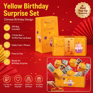 【24H】Surprise Pop Up Gift Box 10 Mini Boxes Money Cash Photo Birthday Graduation Housewarming Party Gift Set Pink Blue