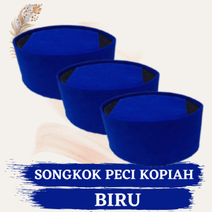 SONGKOK BIRU Kopiah Biru Tinggi 6 cm 7 cm 8 cm 9 cm 10 cm Songkok Betawi Peci Biru Kopeah biru Kopyah biru Peci biru SONGKOK PREMIUM