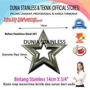 Bintang Stainless 14cm x 3/4" ornamen stainless