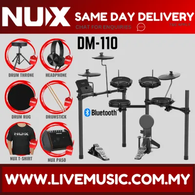 NUX DM-110 5-Piece Digital Electronic Drum Set with Amplifier And Drum Throne ( DM1X DM 1X DM 110 DM110 )