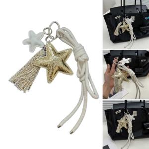 Ngôi Sao Tua Rua Dây thừng bện Móc Khoá dạng túi Charm Mặt dây chuyền phụ kiện túi thời trang cho túi xách ví Ba lô trang trí