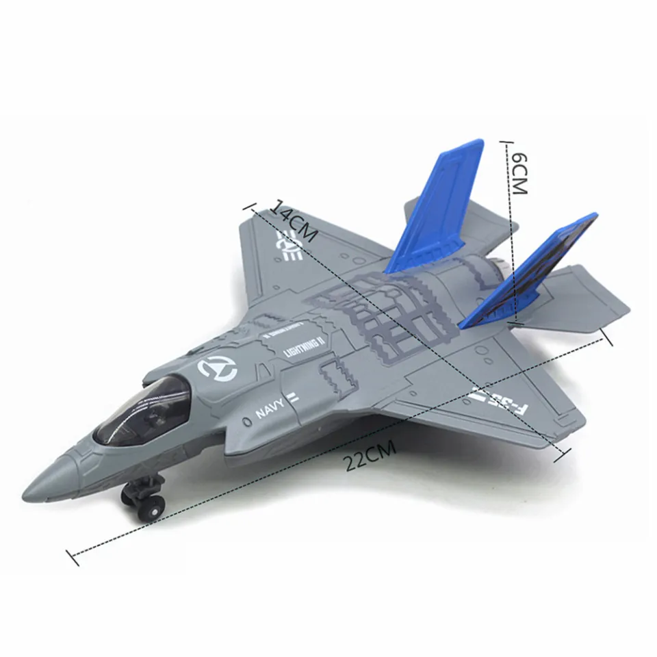 Norkee Large Alloy Pull Back F-35 Fighter Aircraft Model Music LED Airplane  Toy Gift