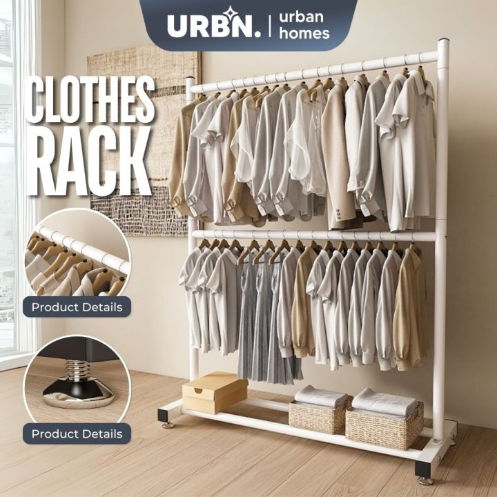 𝗨𝗥𝗕𝗔𝗡𝗛𝗢𝗠𝗘𝗦 Double Layer Clothes Rack Rak Baju Dua Tingkat Besi Standing ...