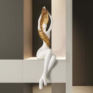 Sacesr Morden Character Figurines Unique Creative Art Sitting Posture Figurine Entrance Luxury Ornaments Home Cabinet Table Decoration 2B5Z7